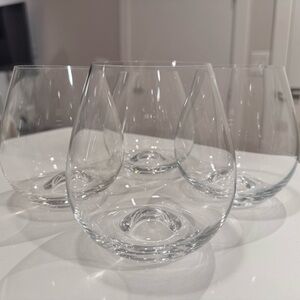Clear Glass Stemless Wine Glasses Set (4)